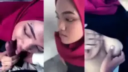 Ukhti Berjilbab Merah Mengucurkan Mani Di Mulut
