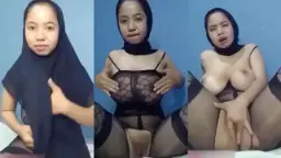 Lusi Berjilbab Hitam Menggairahkan, Basah Dan Berdesah Saat Meraih Kenikmatan
